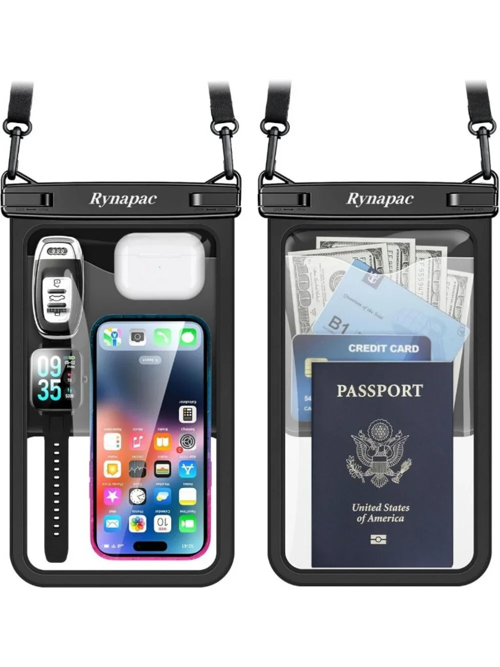 2 Pack Large Waterproof Phone Pouch for Up to 10